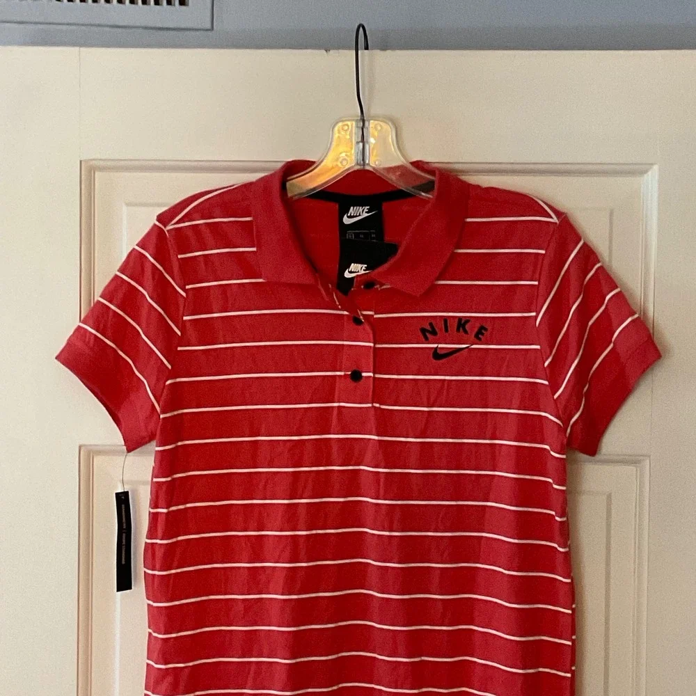 Nike Girls Sportswear Striped Polo Dress Red White CK2776-631 XL NWT Sporty